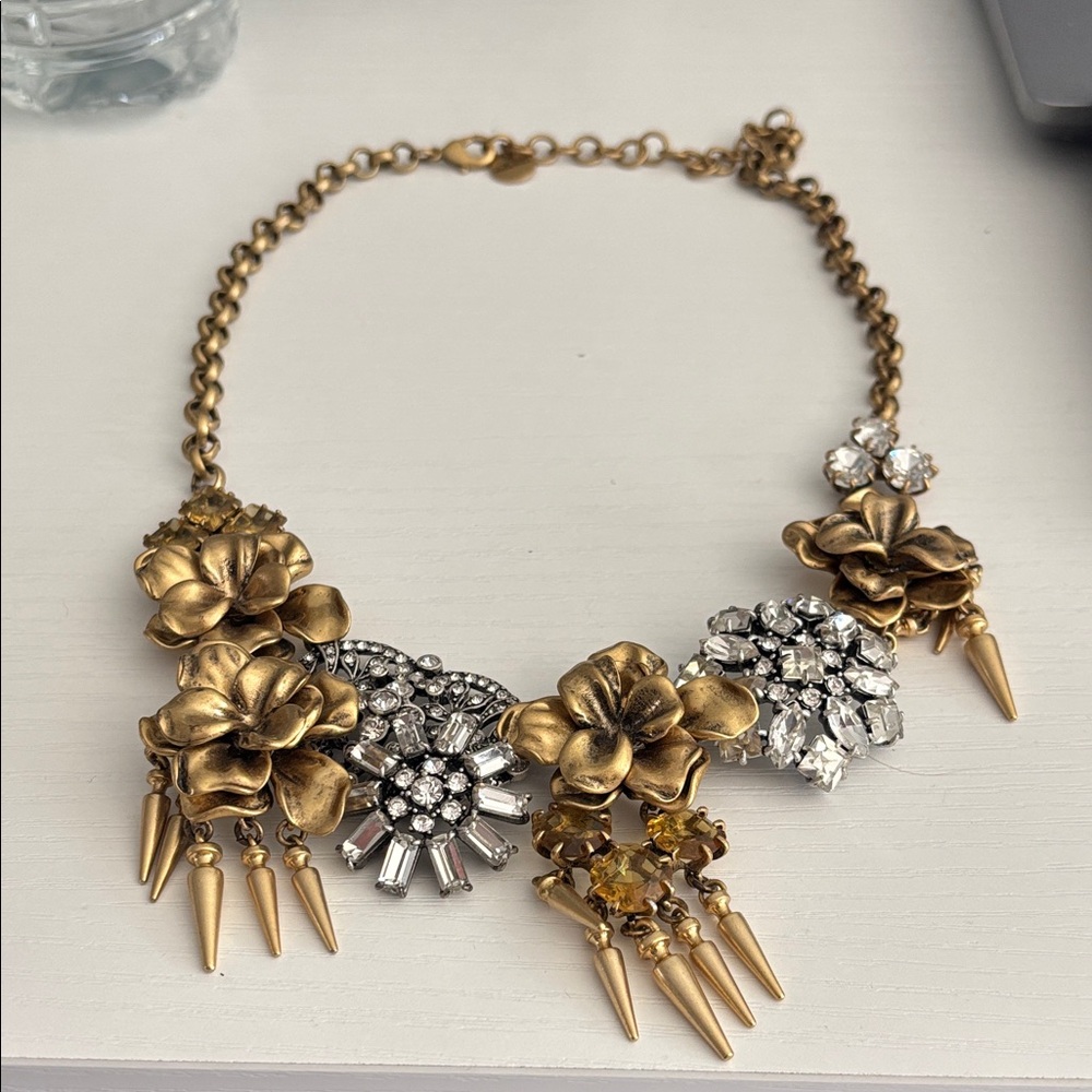 Stella & Dot Gold and Silver Floral Necklace